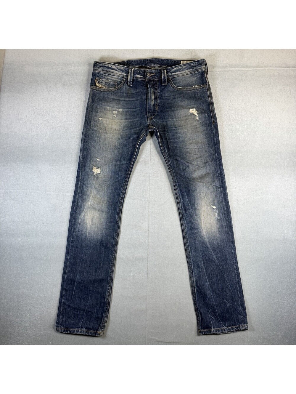 Diesel Thanaz Jeans Men 34x31* Blue Slim Skinny Stretch Dark Wash Faded 008B9